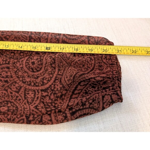 Liz Claiborne Women's Blouse Size LT Brown Paisley 3/4 Sleeve Semi-Sheer Boho - Picture 7 of 10